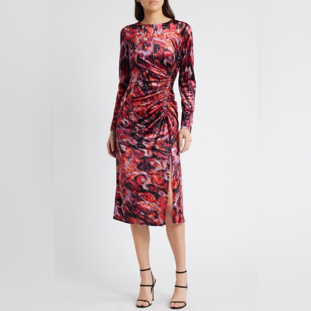 NWT Formal for Winter Velvet Long Sleeve Red Dress by Julia Jordan  - Size 10